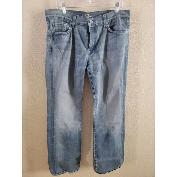 7 For All Mankind Men's Blue Mid Rise Zip Fly Bootcut Denim Jeans Size 36 - Picture 1 of 6